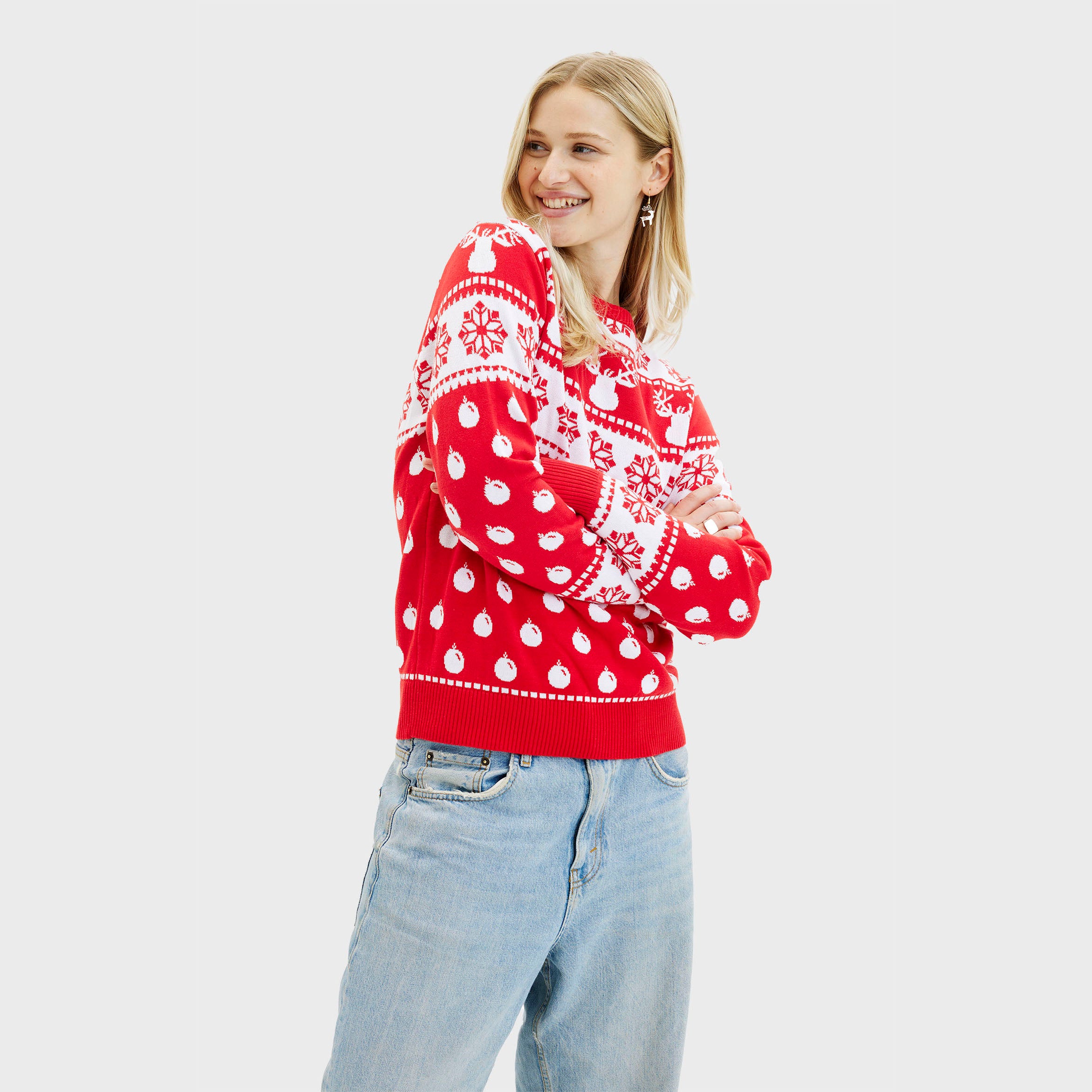 Den Klassiske Julegenser Rød - Dame.